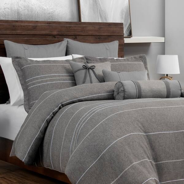 Shop Porch Den Molini Grey Woven Pinstripe 3 Piece Comforter Set
