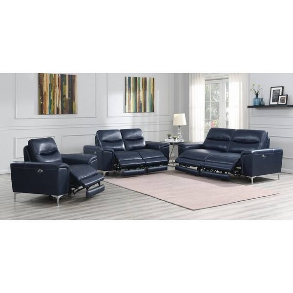 Shop Jennell Ink Blue Upholstered Cushion Back Power Sofa Free