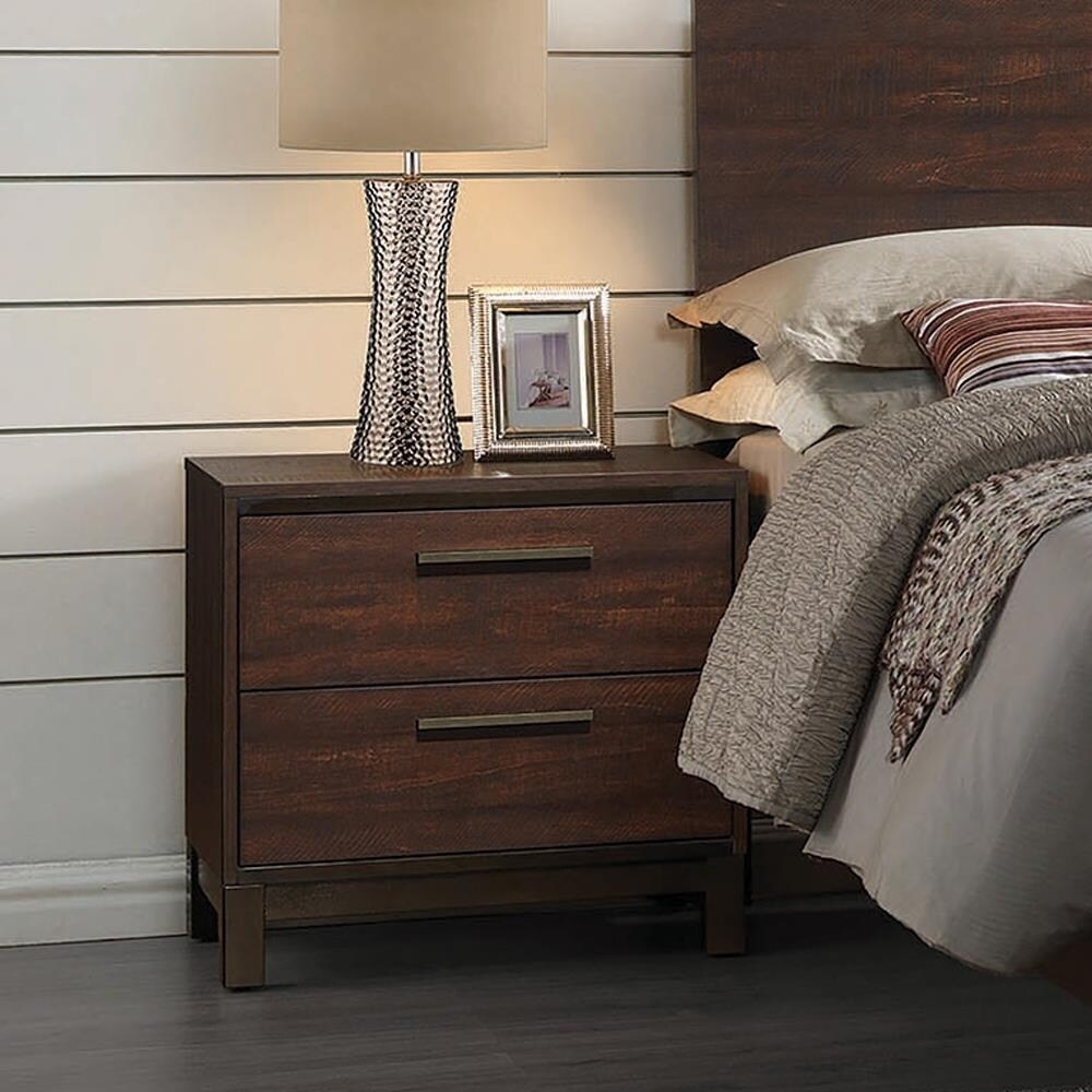 Shop Rollins Rustic Tobacco 2 Drawer Nightstand With Extra Wide