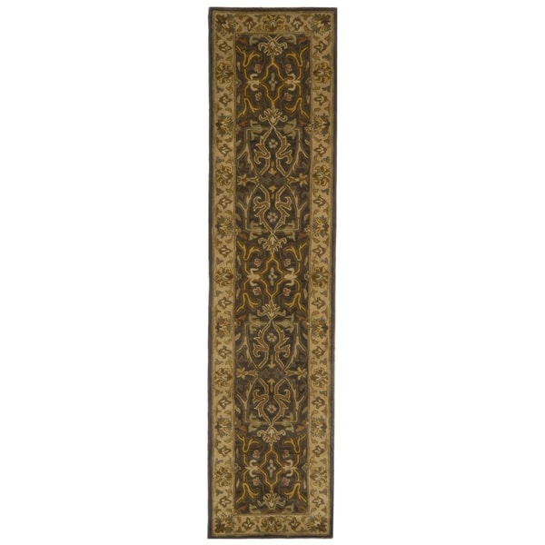 Safavieh Handmade Heritage Timeless Traditional Charcoal Grey/ Ivory Wool Runner Rug - 2'3 x 8'