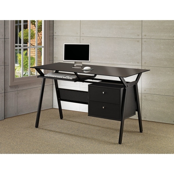 Shop Monroe Black Computer Desk with Keyboard Tray - On Sale - Free