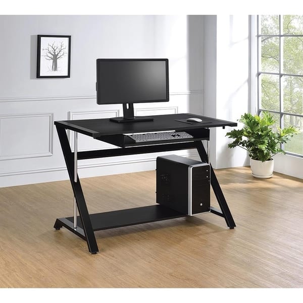 Shop Jameson Black And Chrome Computer Desk With Keyboard Tray