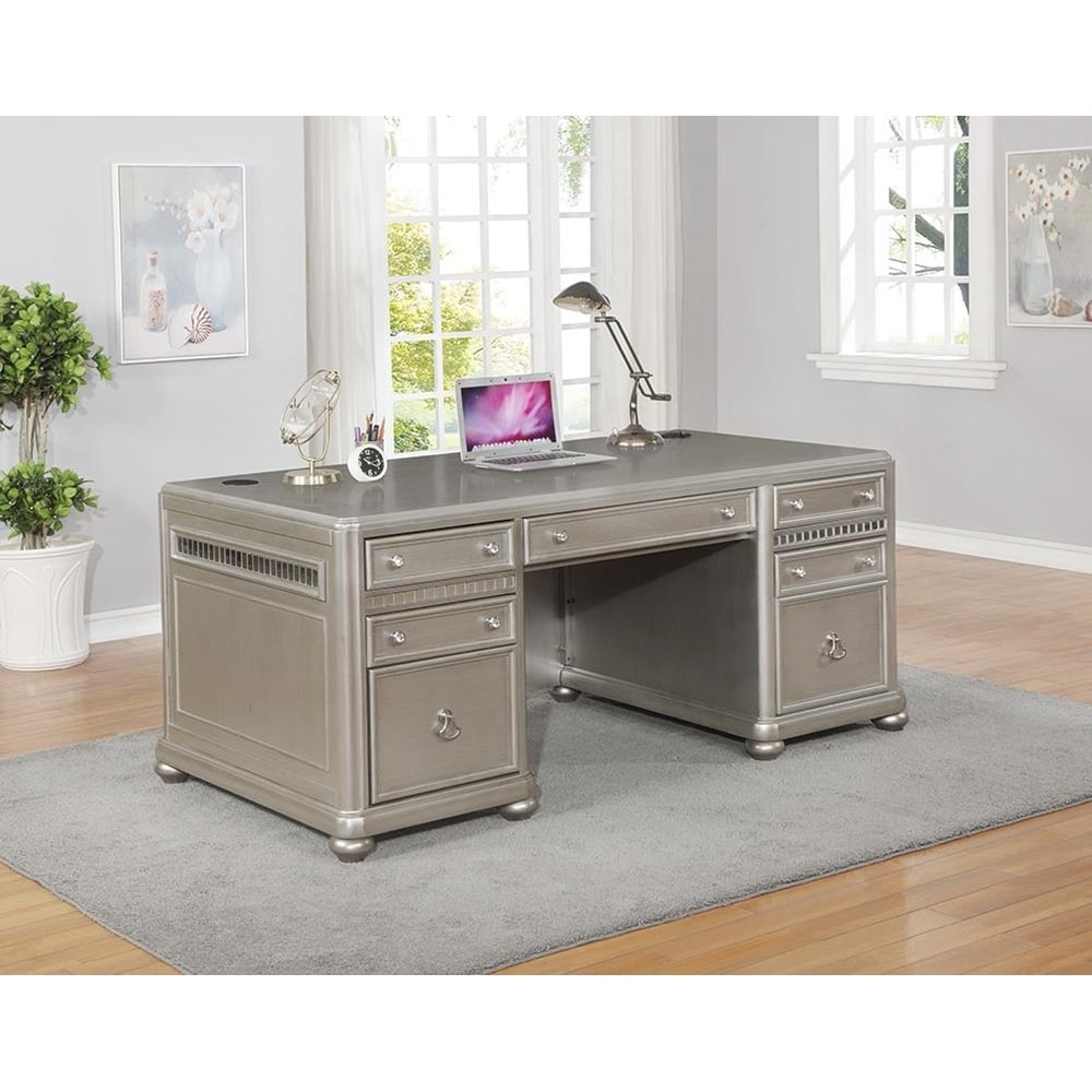 Shop Carlita Metallic Platinum Executive Desk With File Cabinet