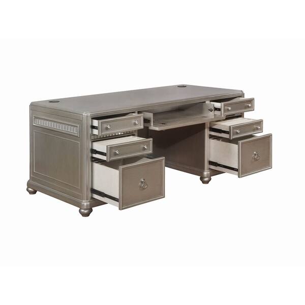 Shop Carlita Metallic Platinum Executive Desk With File Cabinet