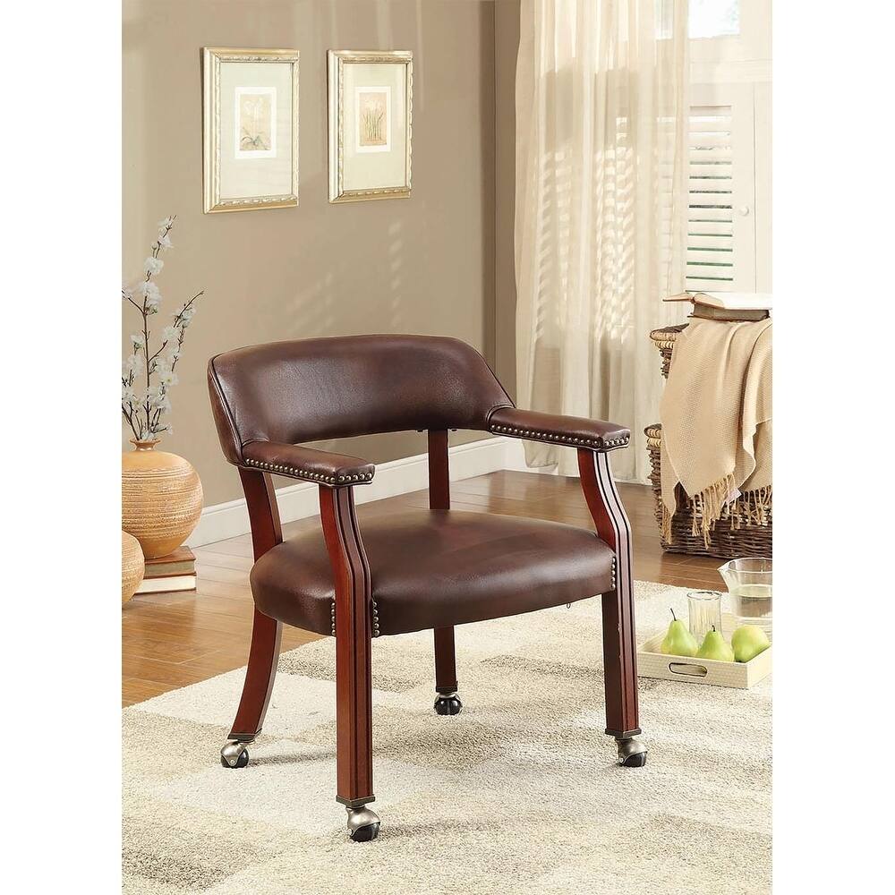 Mina Brown Upholstered Office Chair with Casters