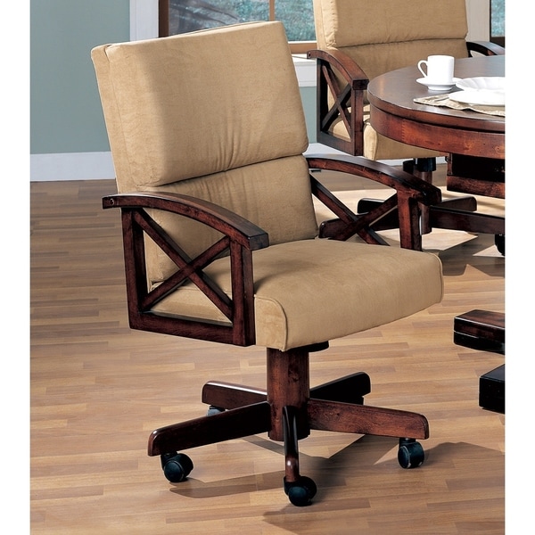 Shop Nestor Tan Upholstered Game Chair with Casters - Free Shipping