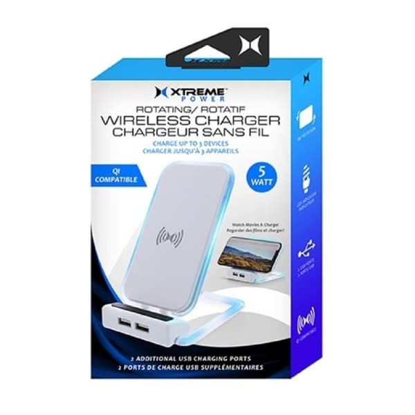 Xtreme Rotating Wireless Charger 5W QI Wireless Charger with 2 USB Ports iOS & Android Compatible. Opens flyout.