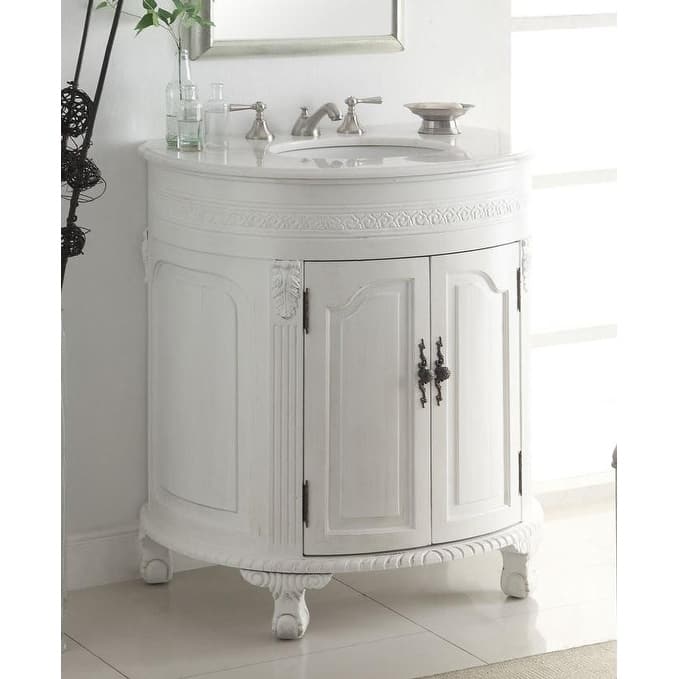32" Benton Collection Versailles Slim White Bathroom Vanity