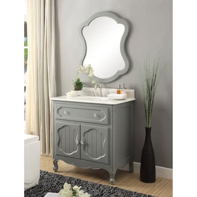 34 inch Benton Collection Knoxville Gray Bathroom Vanity with Mirror