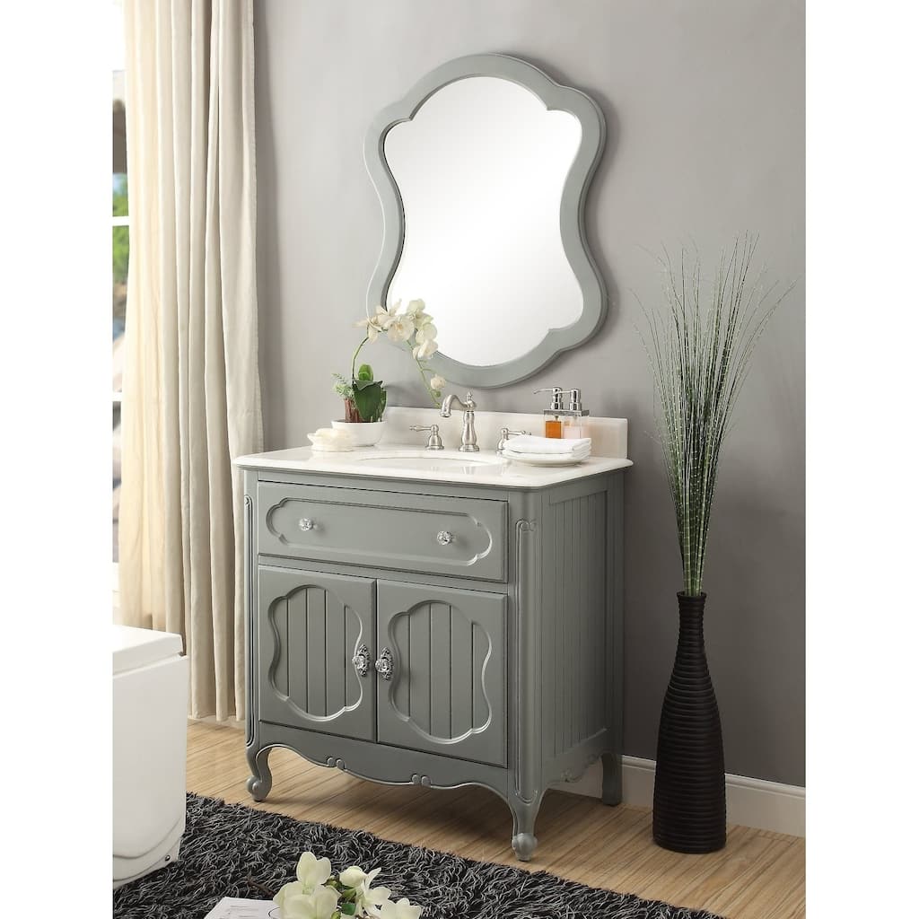 34 inch Benton Collection Knoxville Gray Bathroom Vanity with Mirror