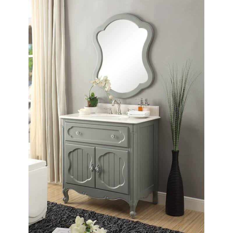 34 inch Benton Collection Knoxville Gray Bathroom Vanity with Mirror