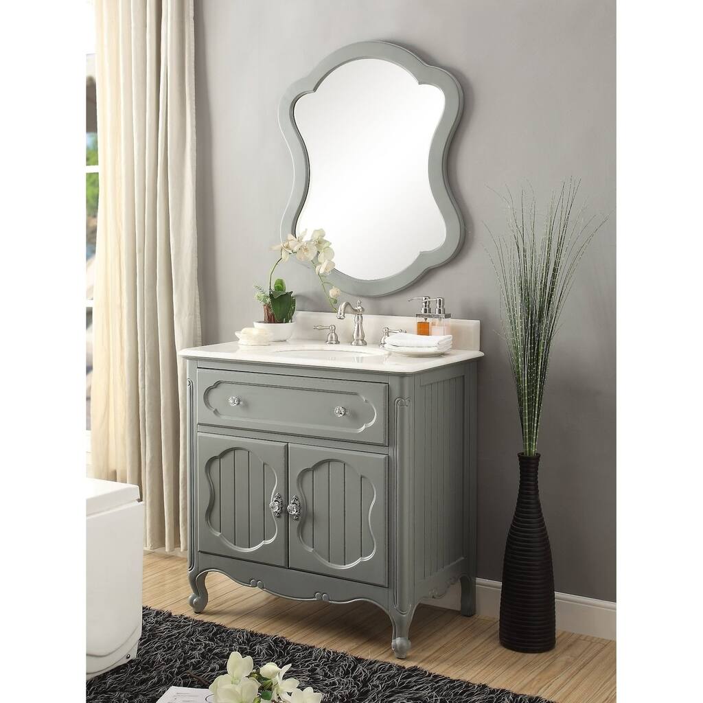 34 inch Benton Collection Knoxville Gray Bathroom Vanity with Mirror