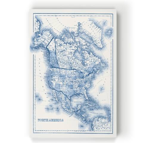 North America in Shades of Blue -Gallery Wrapped Canvas