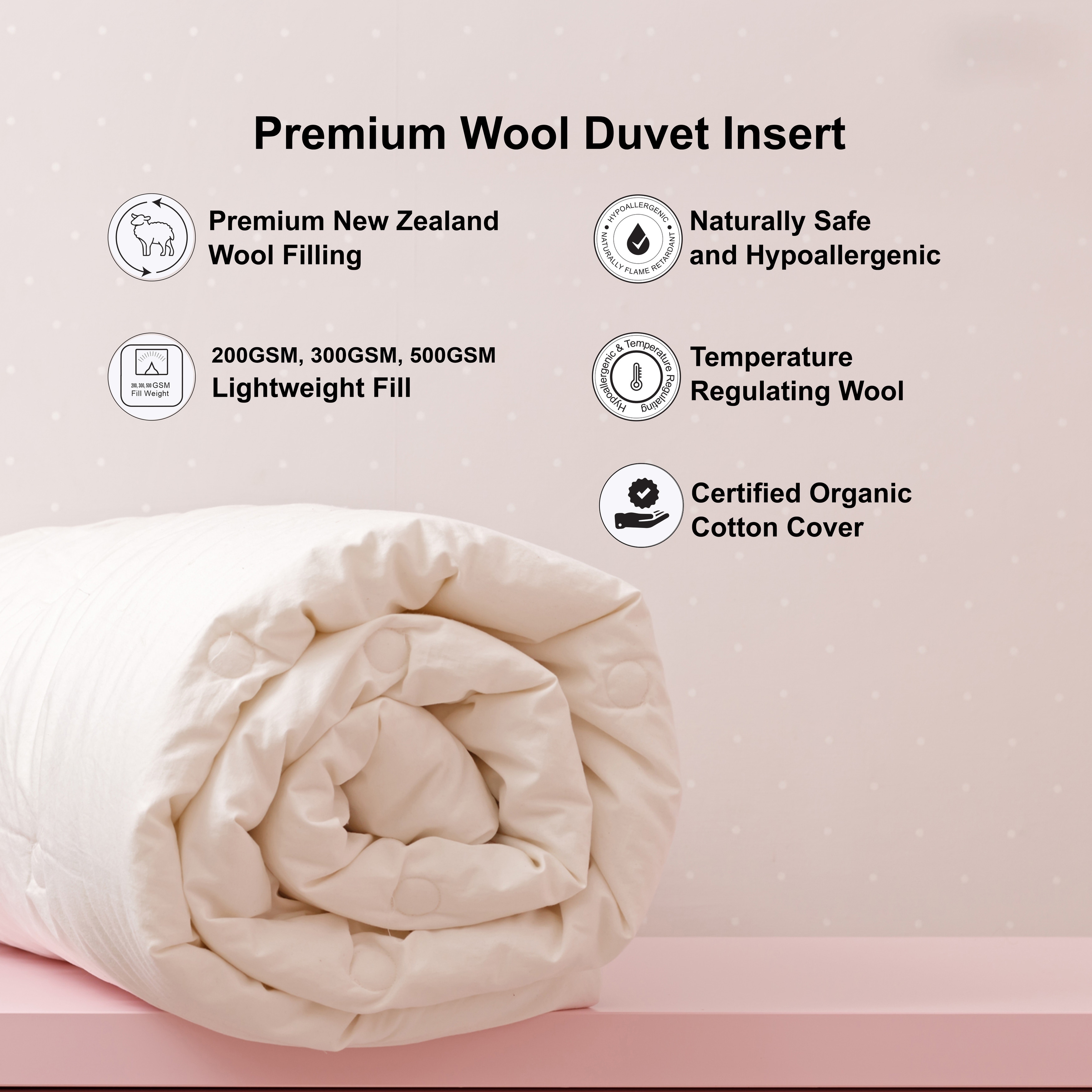 Shop Lightweight 3in1 Wool Duvet Insert Organic Cotton Newzealand