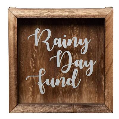 Wooden Rainy Day Fund Shadow Box Bank Adult Piggy Money Saving Emergency Trip