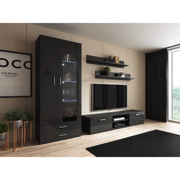Shop Soho 8 Modern Wall Unit Entertainment Center With Led Lights Overstock 29139344