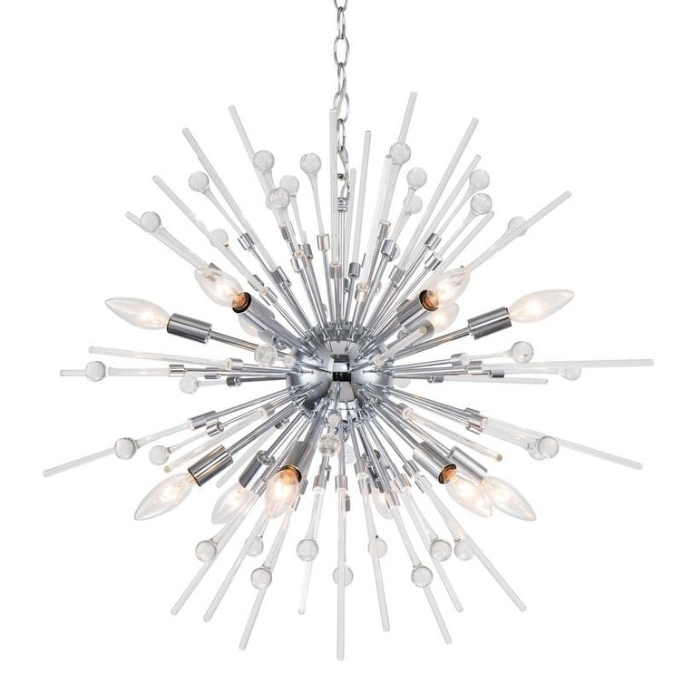 Chrome Metal Chandelier With Clear Glass Sputnik - Chandeliers For Bedrooms by Overstock.com
