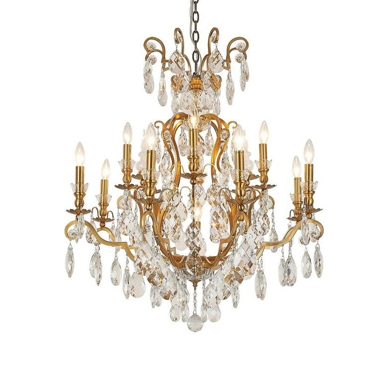 Antique Brass Metal Chandelier With Clear Crystal Accents - Chandeliers For Bedrooms by Overstock.com
