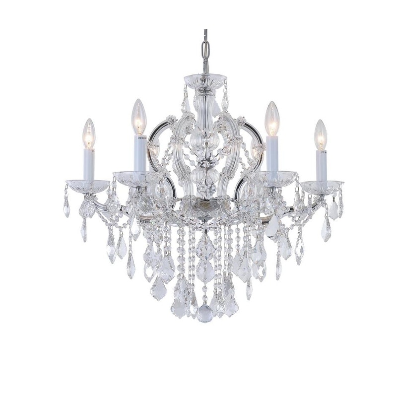 Chrome Metal Chandelier With Clear Crystal Accents - Chandeliers For Bedrooms by Overstock.com
