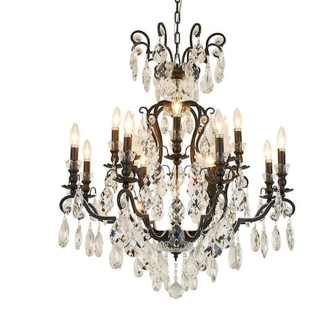 Black Metal Chandelier with Clear Crystal Accents
