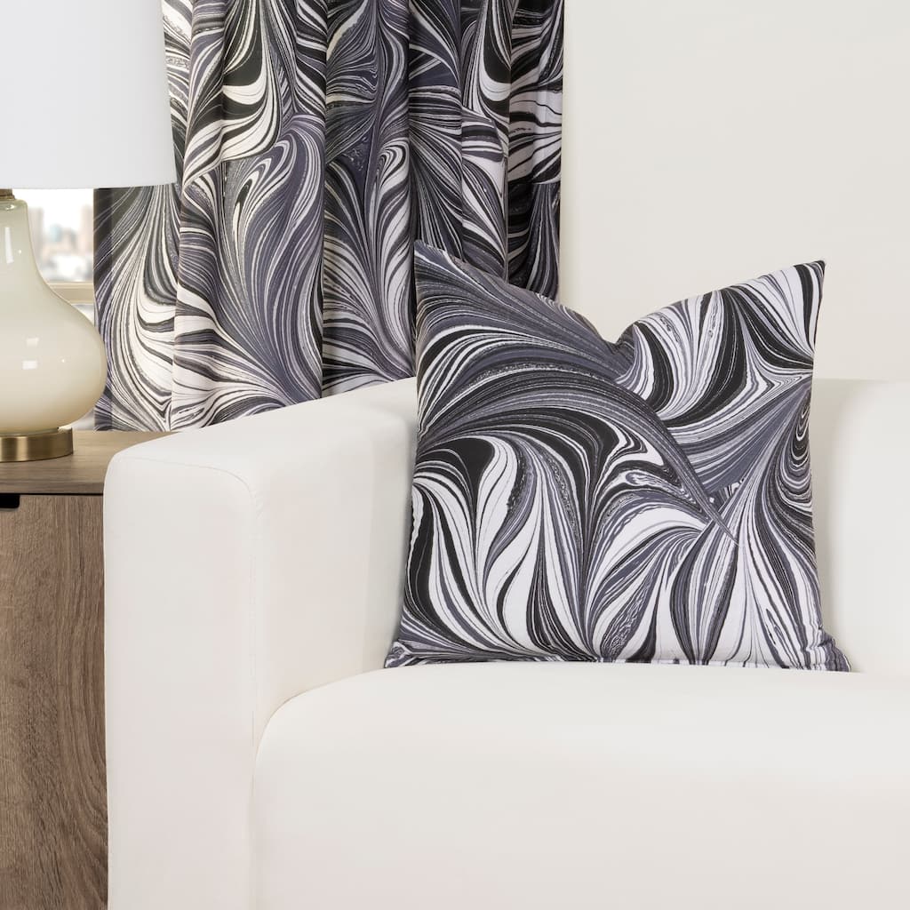 The Art of Marbling Black Ash Designer Throw Pillow