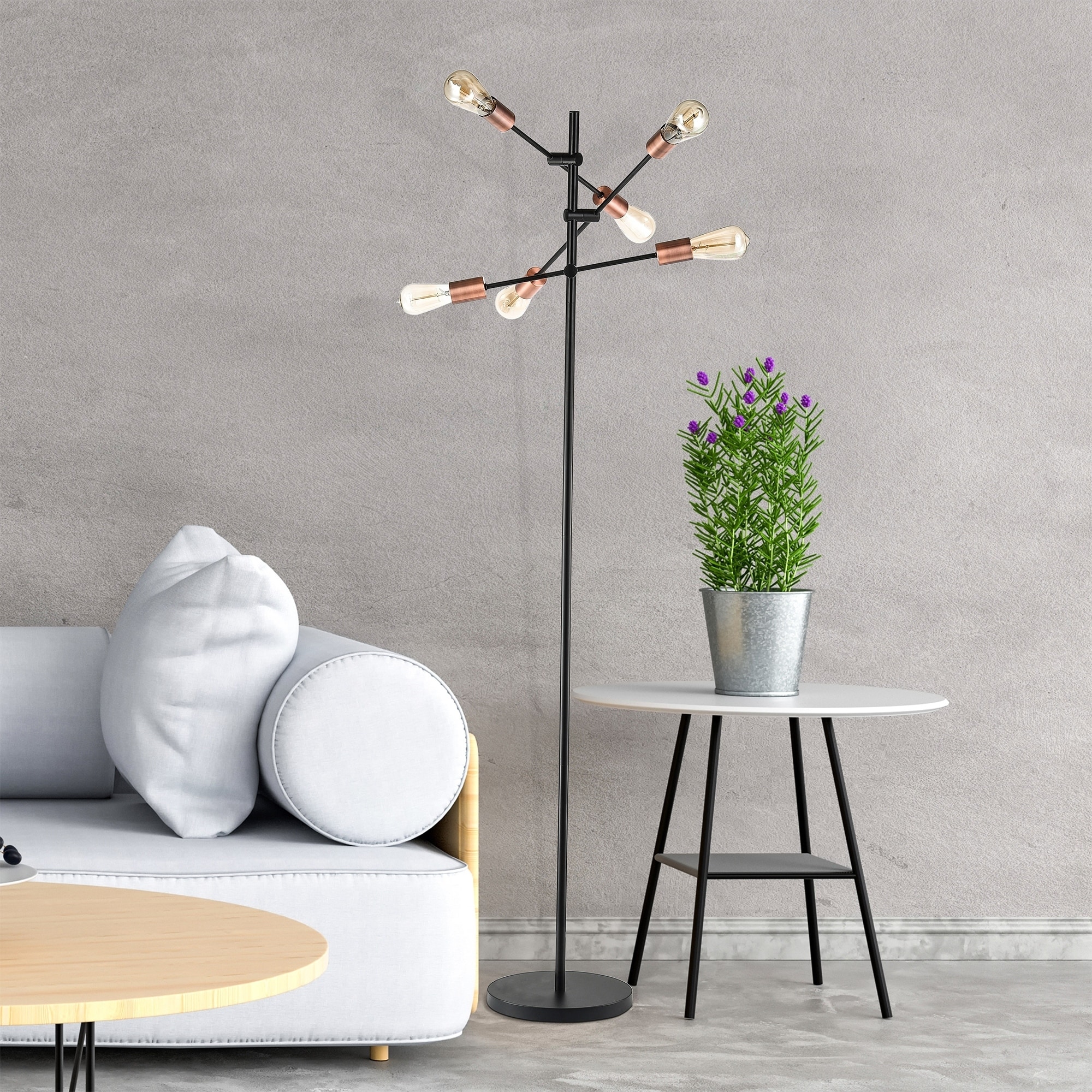 Warehouse of Tiffany Raphine Matte Black 6-light Floor Lamp