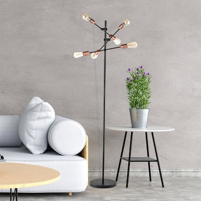 Raphine Matte Black 6-light Floor Lamp