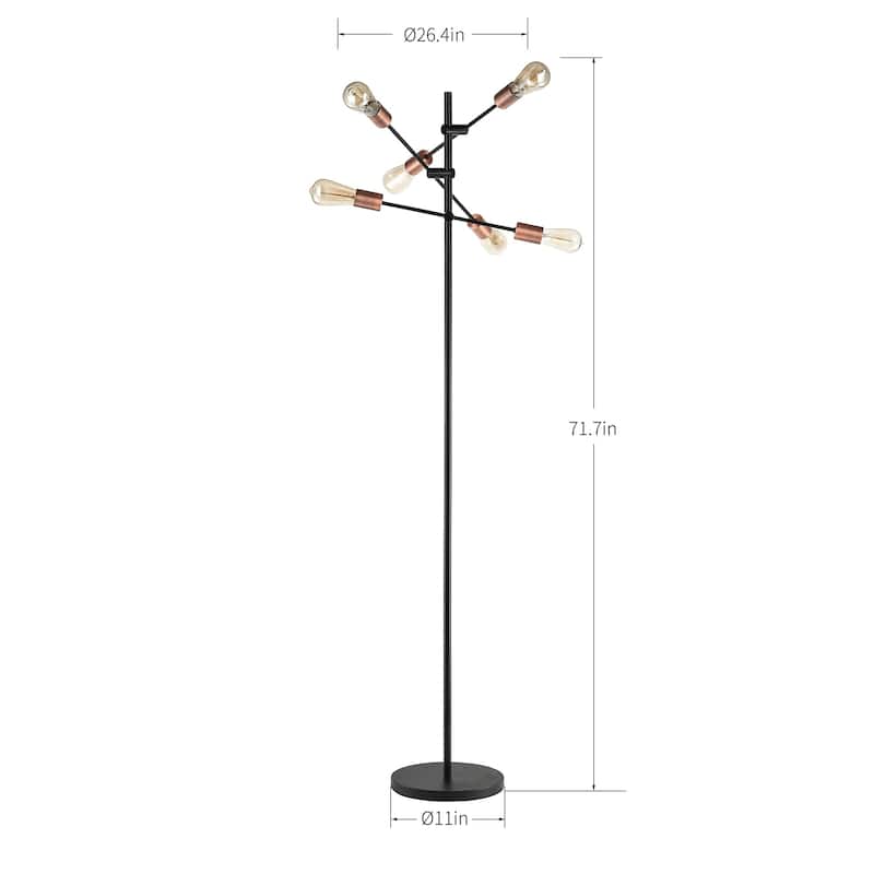 Raphine Matte Black 6-light Floor Lamp