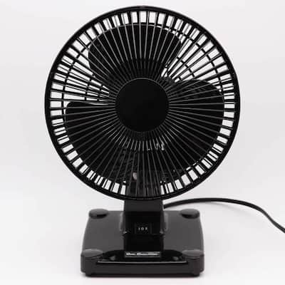 Energy Efficient Oval Oscillating Quiet & Powerful 2-Speed Desk Table Fan W/Adjustable Air Circulator (8" Desk Fan), Black