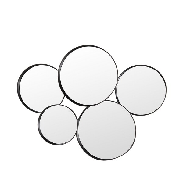 Privilege 5-Mirror Round Dark Silver Metal Wall Décor. 30x24x4.5