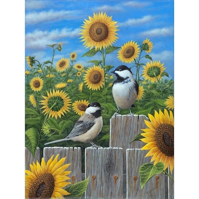CANVAS Chickadees and Sunflowers by Robert Wavra Graphic Art