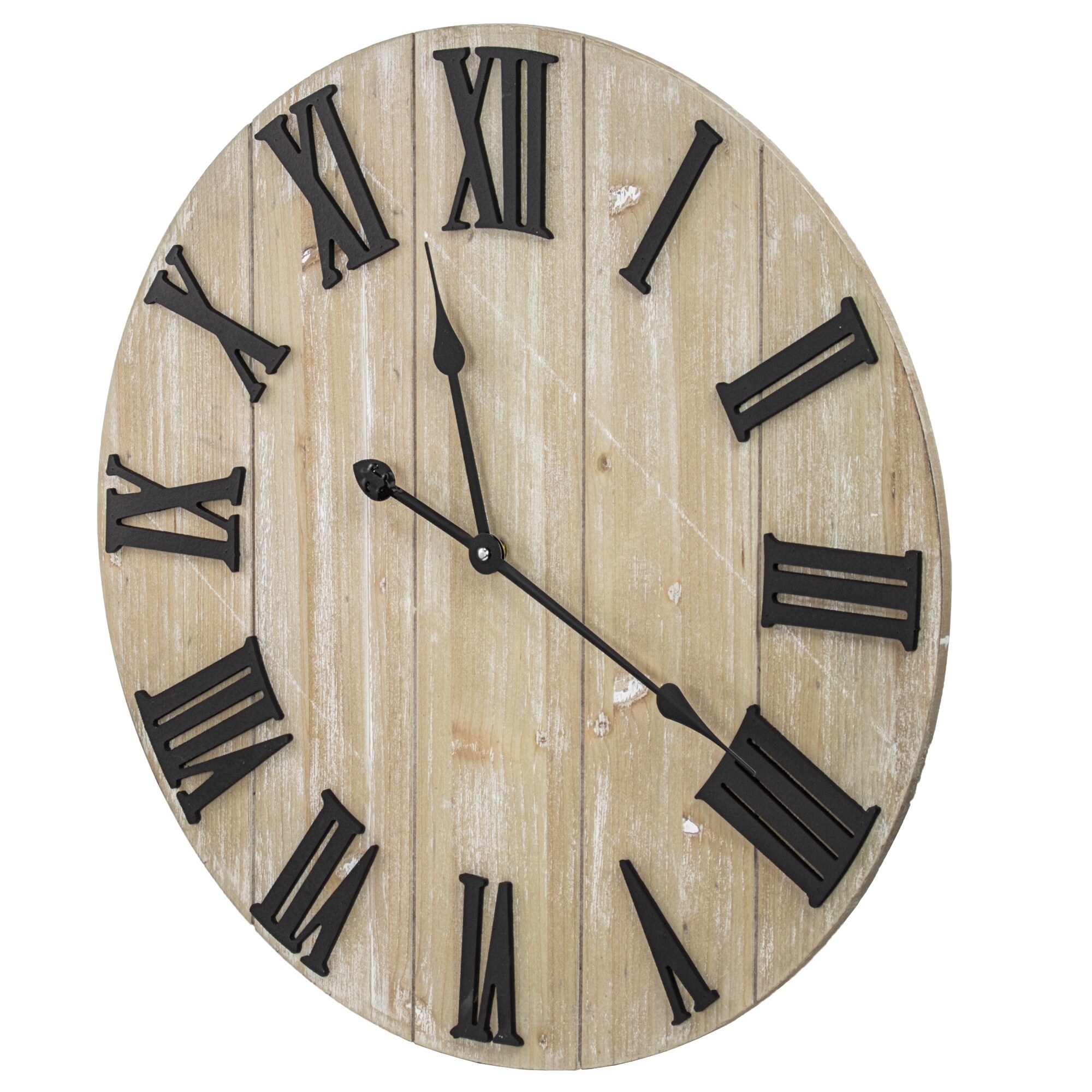 Whitewashed Wood Rustic Oversized Wall Clock 25 On Whitewashed Wood Rustic Oversized
