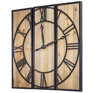 Oversized Wood and Metal 3 Piece Wall Clock (30