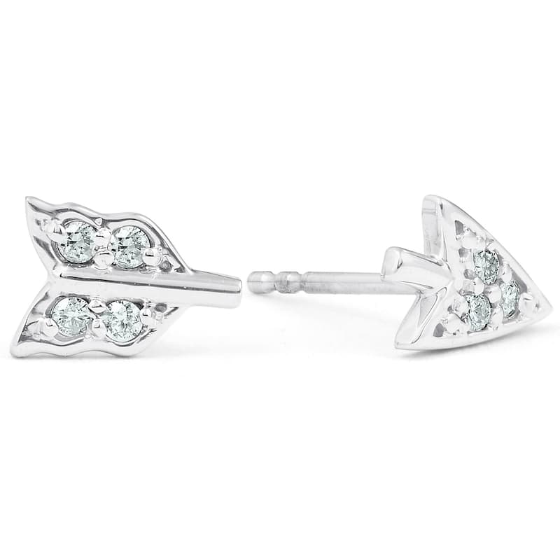 Bliss Diamond White Gold Arrow Diamond Studs Womens Dainty Fashion Earrings