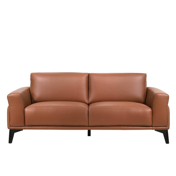 Como Terracotta Leather Sofa On Sale Overstock 29141518