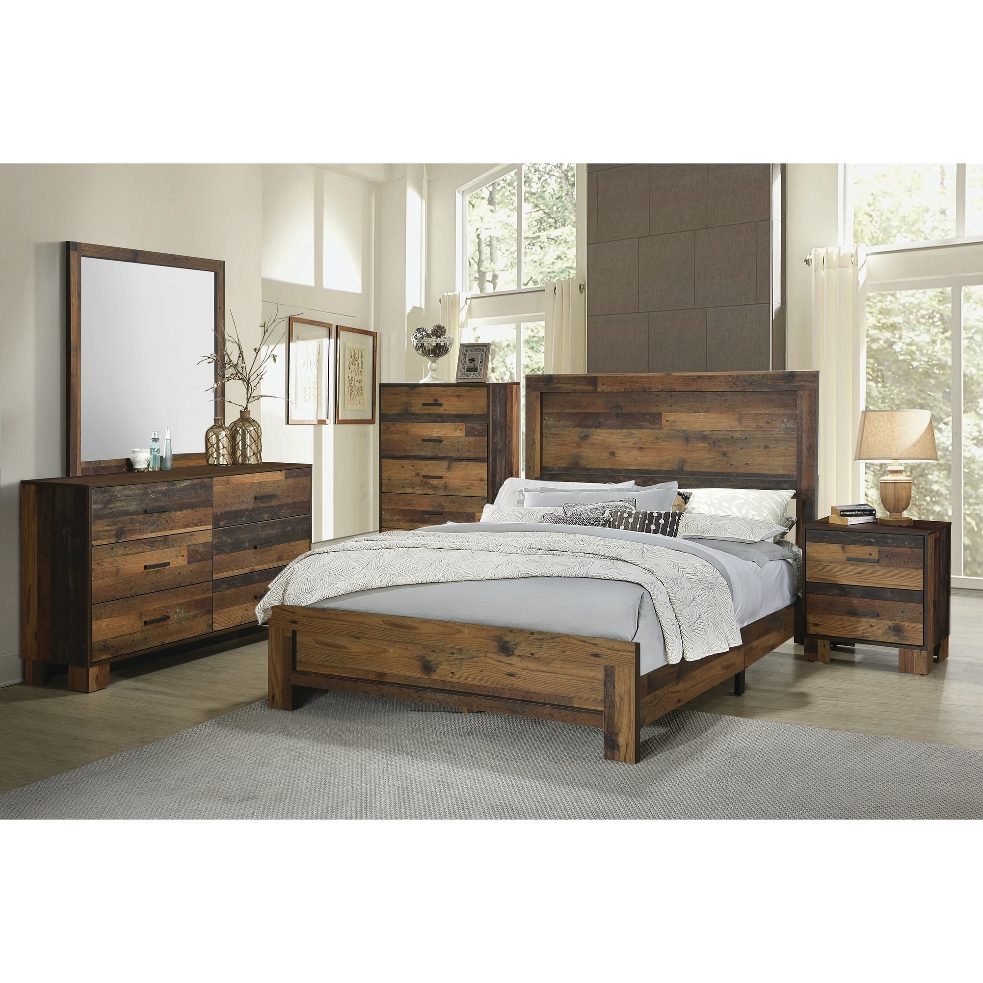 Carbon Loft Romang Rustic Pine 4 Piece Bedroom Set