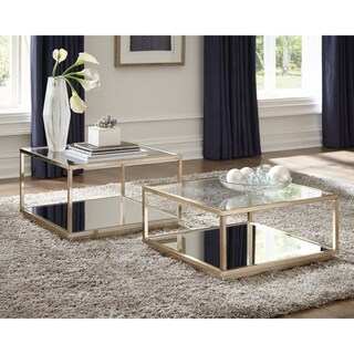 Davidson Brass and Clear 2-piece Square Occasional