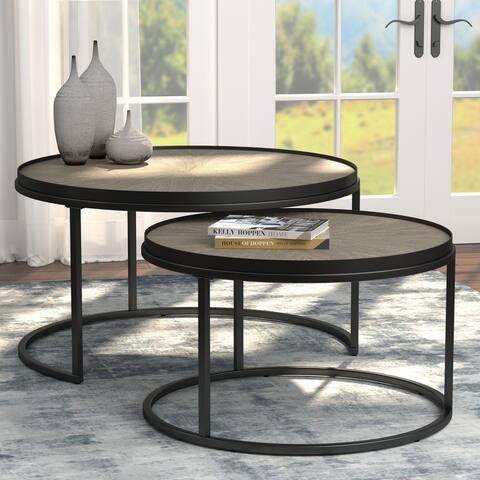 Coaster Furniture Rodrigo Weathered Elm 2-piece Round Nesting Tables
