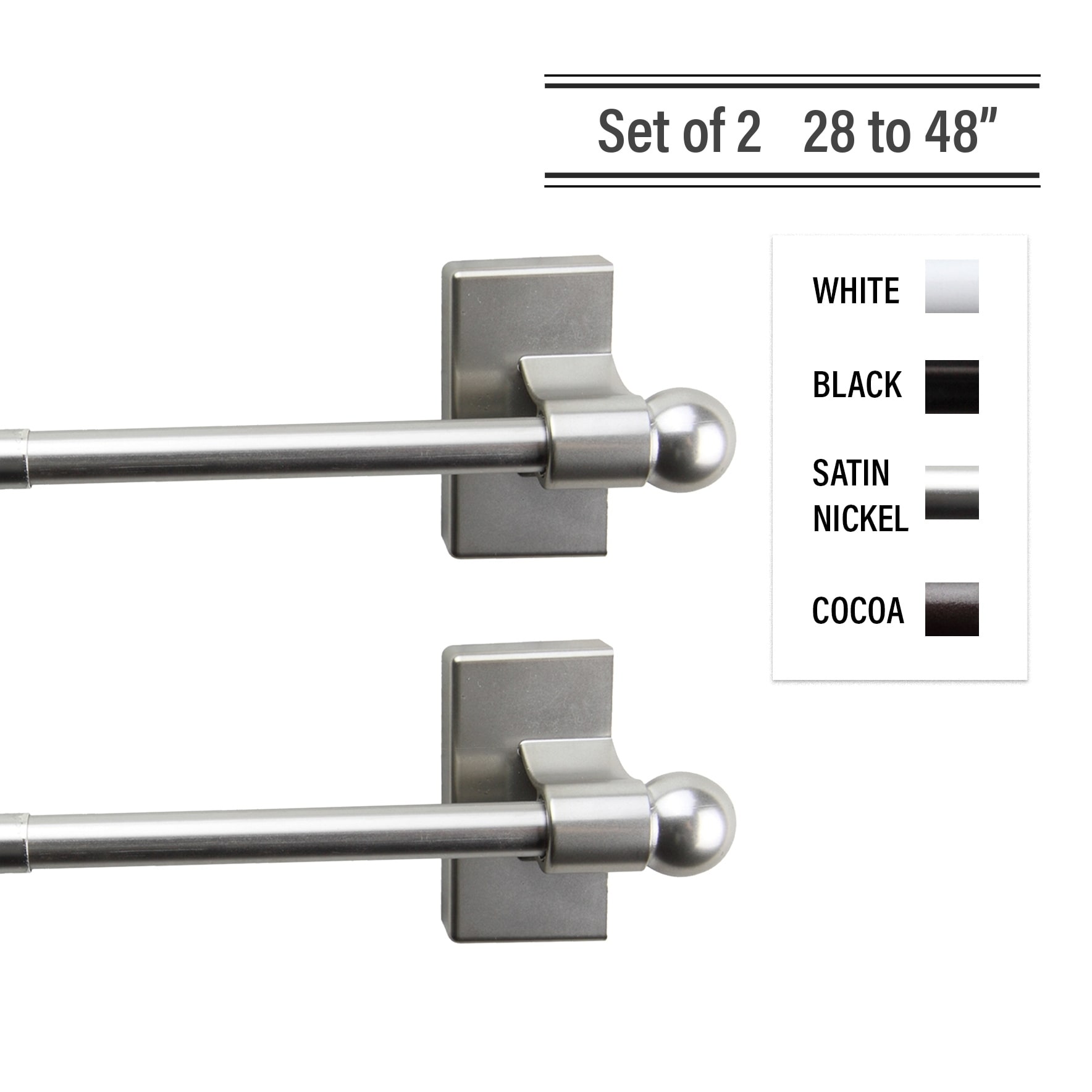 InStyleDesign Magnetic Curtain Rod 28-48 inch ( Set of 2 )