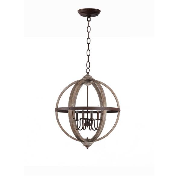 Rustic Farmhouse Vintage Wood Orb Chandelier Pendant Shabby Chic Hanging Foyer Home Decor Dining Room Bedroom Living Room