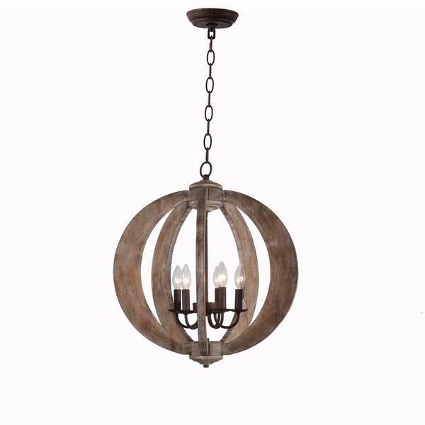 Shop Halen Elrustic Wood Vintage Orb Chandelier Shabby Chic