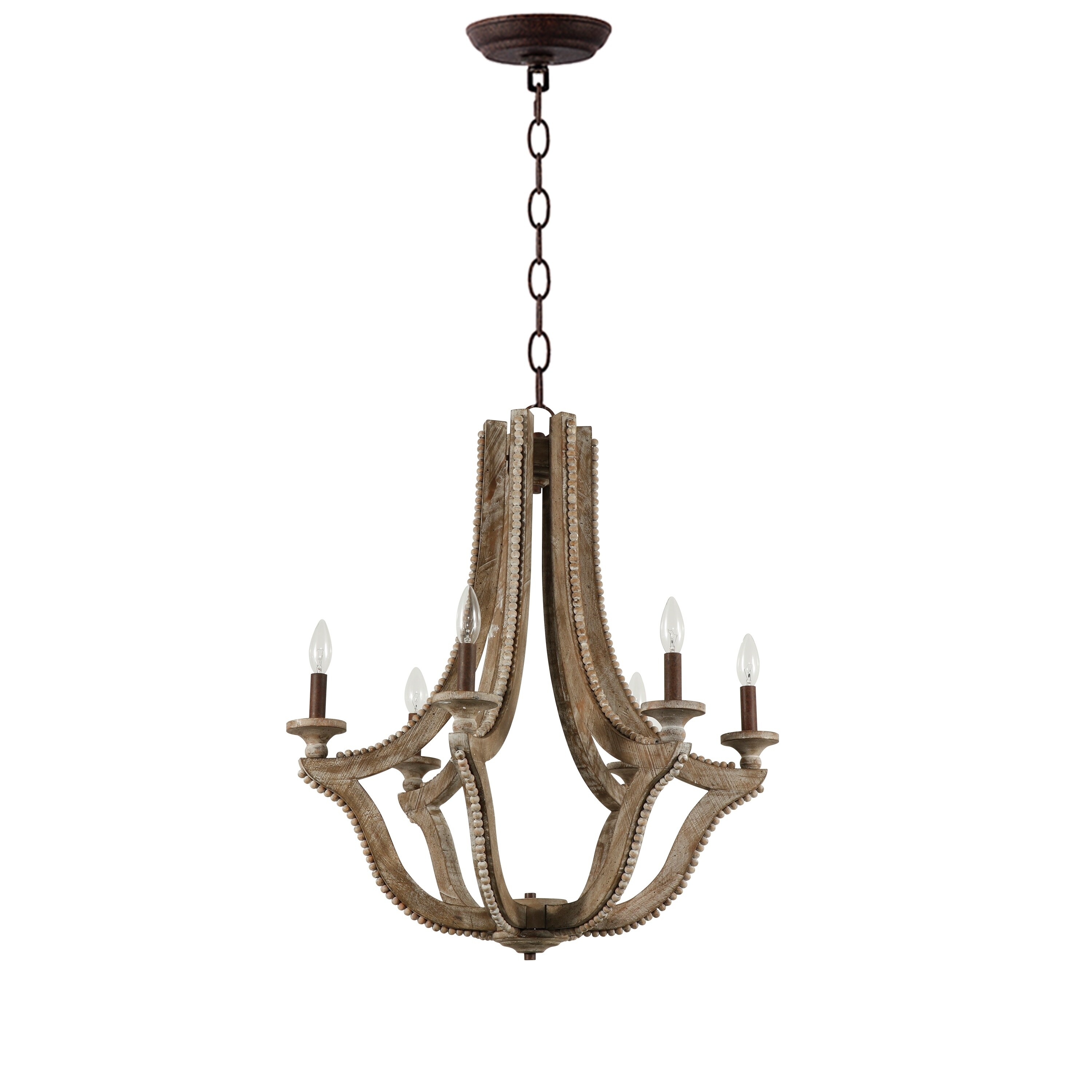 French country Empire Style antqiue chandelier with wood beads Shabby Chic Foyer,Home Decor Dining Room, Bedroom, Living Room - Chandeliers For Bedrooms by Overstock.com