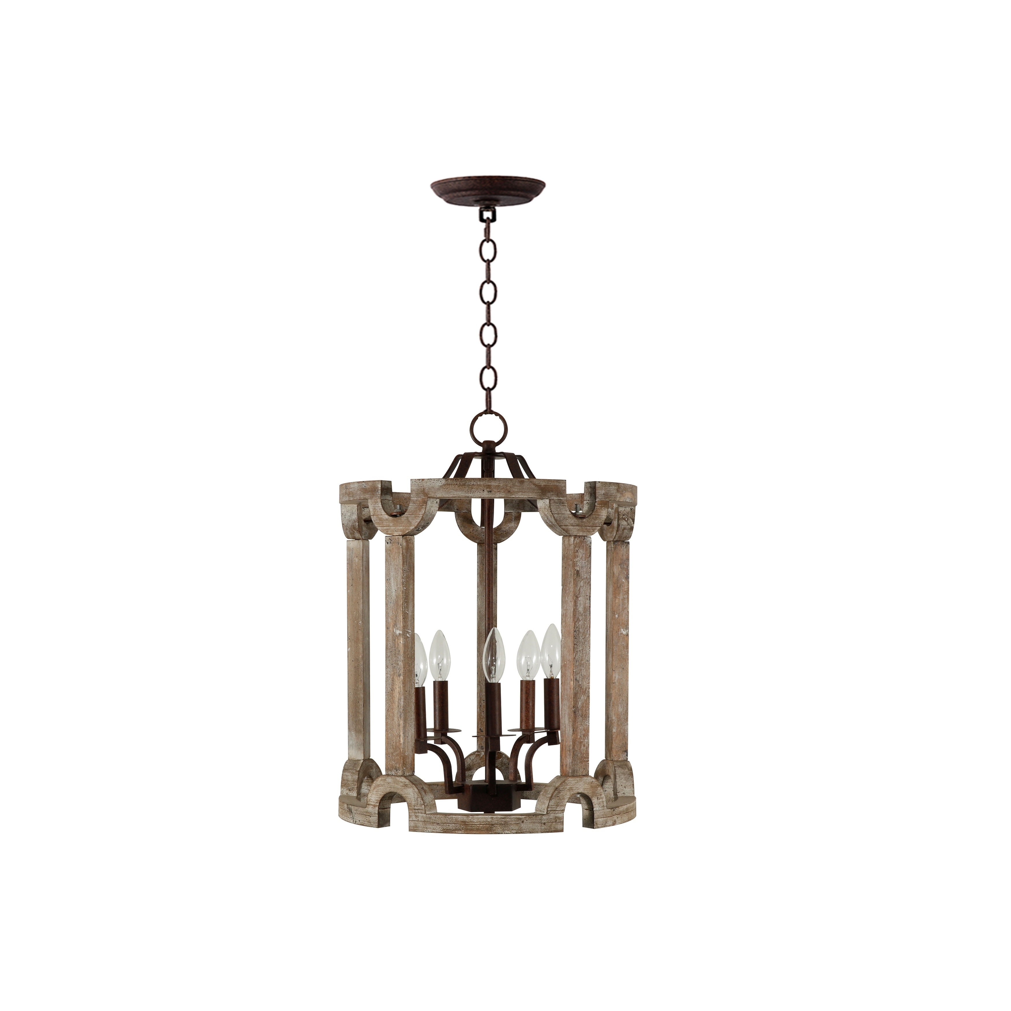 Rustic antique Wood Cage Farmhouse style Foyer Pendant Chandelier Shabby Chic, Home Decor Dining Room, Bedroom, Living Room - Chandeliers For Bedrooms by Overstock.com
