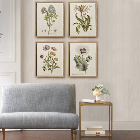 Martha Stewart Herbal Botany Green Framed Linen Canvas 4 Piece Set