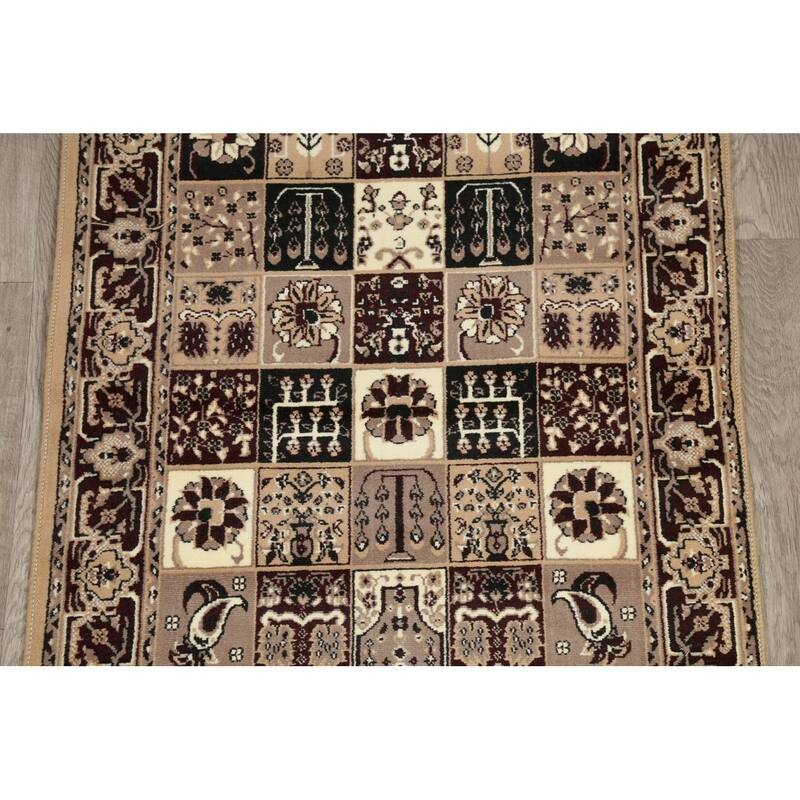 Traditional Bakhtiari Patchwork Polyester & Jute Turkish Oriental Rug - 13' 0'' X 3' 3''