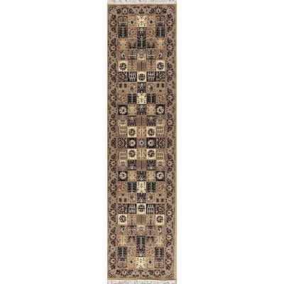 Traditional Bakhtiari Patchwork Polyester & Jute Turkish Oriental Rug - 13' 0'' X 3' 3''