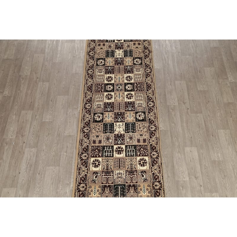 Traditional Bakhtiari Patchwork Polyester & Jute Turkish Oriental Rug - 13' 0'' X 3' 3''