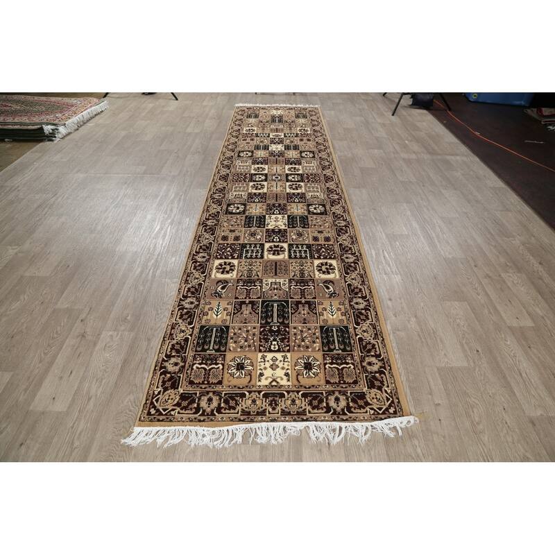 Traditional Bakhtiari Patchwork Polyester & Jute Turkish Oriental Rug - 13' 0'' X 3' 3''