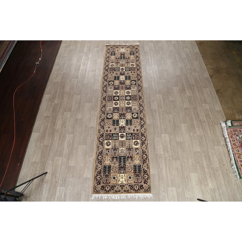 Traditional Bakhtiari Patchwork Polyester & Jute Turkish Oriental Rug - 13' 0'' X 3' 3''