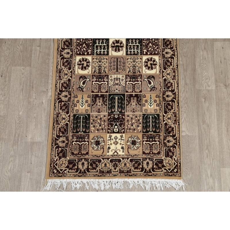 Traditional Bakhtiari Patchwork Polyester & Jute Turkish Oriental Rug - 13' 0'' X 3' 3''